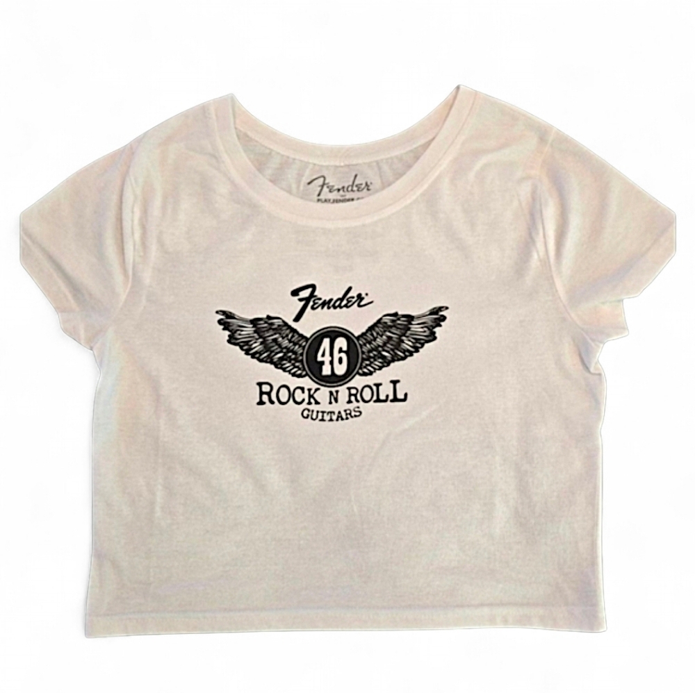 Fender Rock-N-Roll Guitar Graphic Baby Tee T-Shirt Juniors Size Large